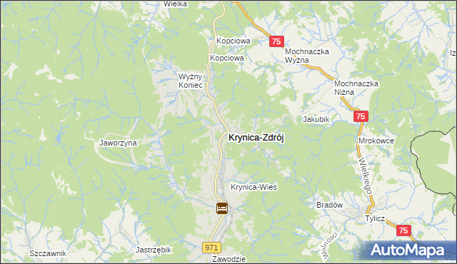 mapa Krynica-Zdrój, Krynica-Zdrój na mapie Targeo