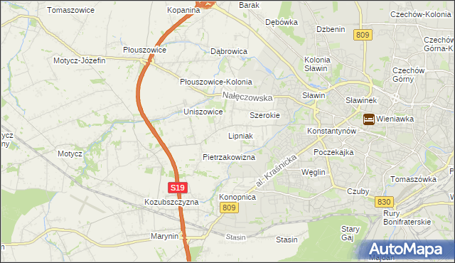 mapa Lipniak gmina Konopnica, Lipniak gmina Konopnica na mapie Targeo
