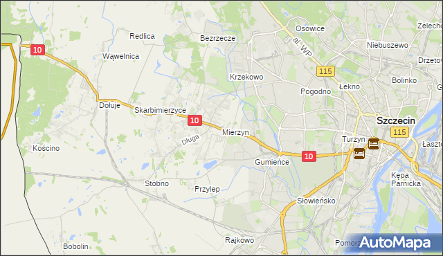 mapa Mierzyn gmina Dobra (Szczecińska), Mierzyn gmina Dobra (Szczecińska) na mapie Targeo