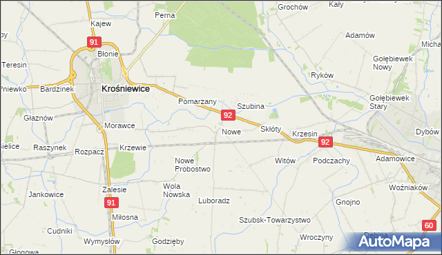 mapa Nowe gmina Krośniewice, Nowe gmina Krośniewice na mapie Targeo