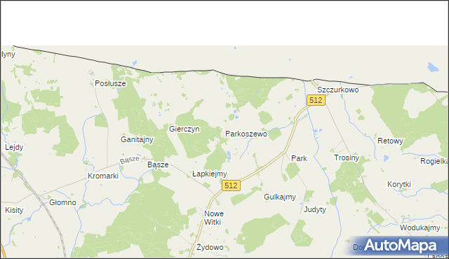 mapa Parkoszewo, Parkoszewo na mapie Targeo