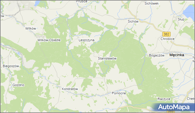 mapa Stanisławów gmina Męcinka, Stanisławów gmina Męcinka na mapie Targeo