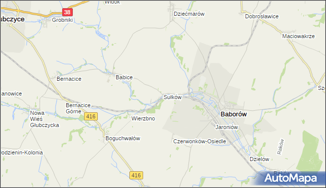 mapa Sułków gmina Baborów, Sułków gmina Baborów na mapie Targeo