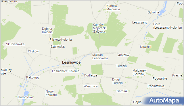 mapa Majdan Leśniowski, Majdan Leśniowski na mapie Targeo