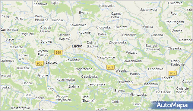 mapa Maszkowice gmina Łącko, Maszkowice gmina Łącko na mapie Targeo