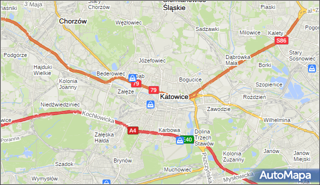 mapa Katowic, Katowice na mapie Targeo