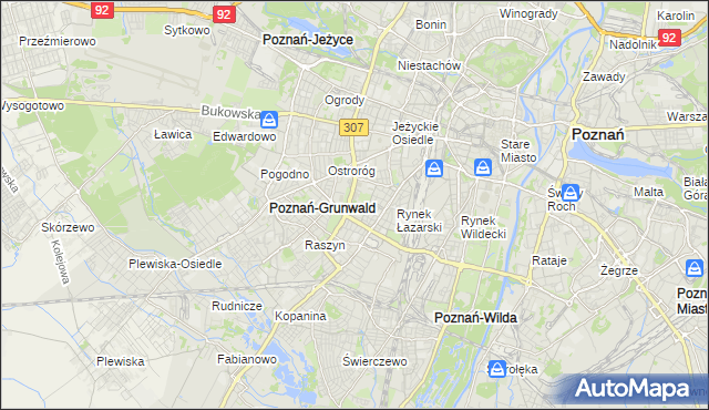 mapa Łazarz gmina Poznań, Łazarz gmina Poznań na mapie Targeo