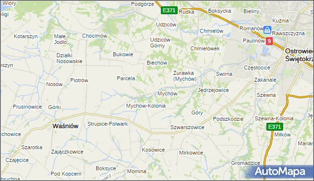 mapa Mychów, Mychów na mapie Targeo