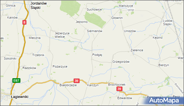 mapa Podgaj gmina Kondratowice, Podgaj gmina Kondratowice na mapie Targeo