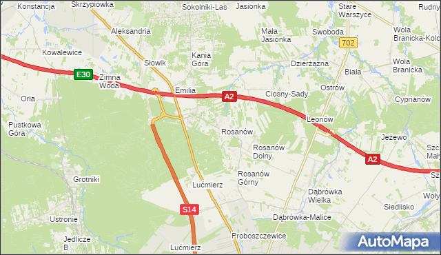 mapa Rosanów, Rosanów na mapie Targeo