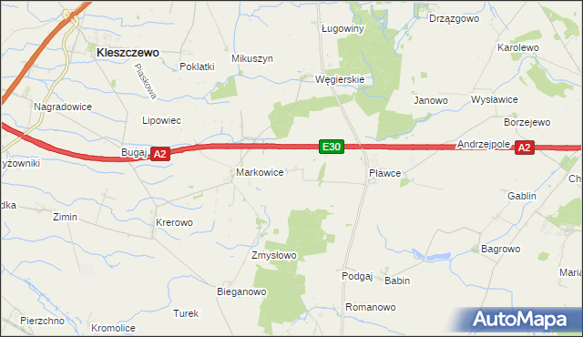 mapa Staniszewo gmina Środa Wielkopolska, Staniszewo gmina Środa Wielkopolska na mapie Targeo