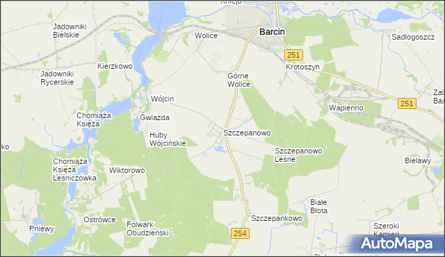 mapa Szczepanowo, Szczepanowo na mapie Targeo