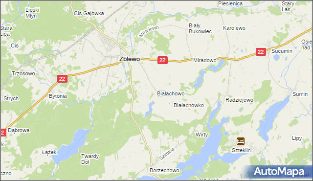 mapa Białachowo, Białachowo na mapie Targeo