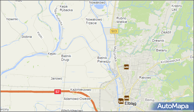 mapa Bielnik Pierwszy, Bielnik Pierwszy na mapie Targeo