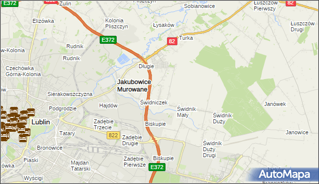 mapa Biskupie-Kolonia gmina Wólka, Biskupie-Kolonia gmina Wólka na mapie Targeo