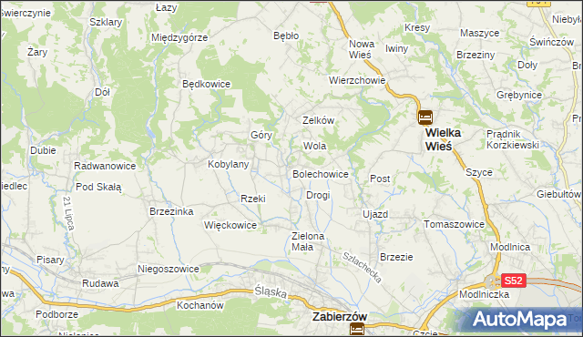 mapa Bolechowice gmina Zabierzów, Bolechowice gmina Zabierzów na mapie Targeo