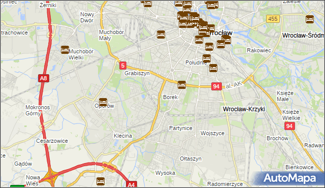 mapa Borek gmina Wrocław, Borek gmina Wrocław na mapie Targeo