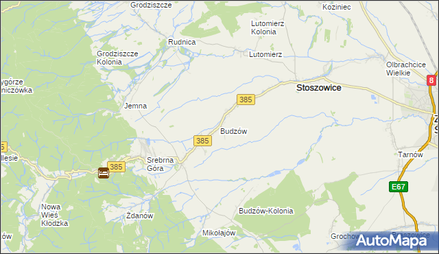 mapa Budzów gmina Stoszowice, Budzów gmina Stoszowice na mapie Targeo