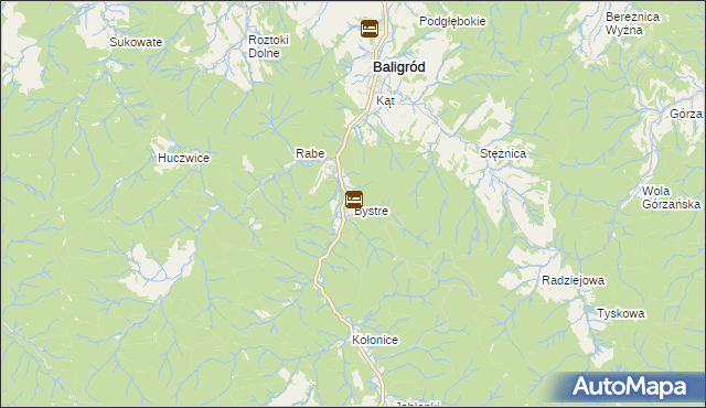 mapa Bystre gmina Baligród, Bystre gmina Baligród na mapie Targeo