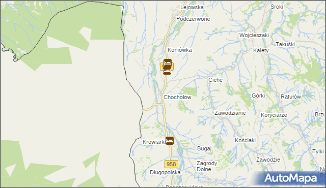 mapa Chochołów gmina Czarny Dunajec, Chochołów gmina Czarny Dunajec na mapie Targeo