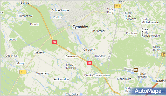 mapa Chroboty, Chroboty na mapie Targeo
