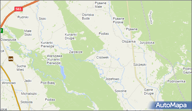 mapa Cisówek gmina Nowinka, Cisówek gmina Nowinka na mapie Targeo
