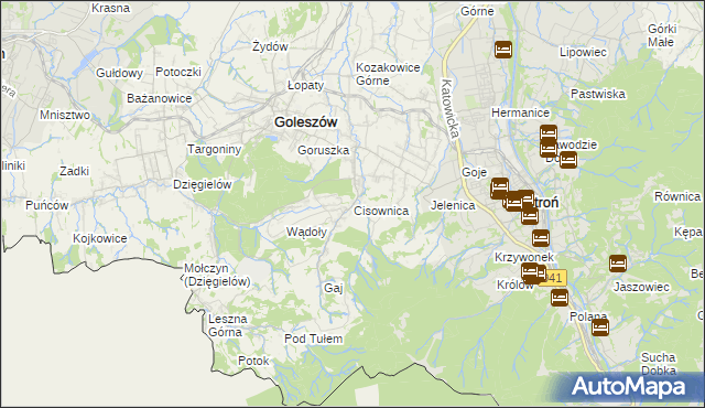 mapa Cisownica, Cisownica na mapie Targeo