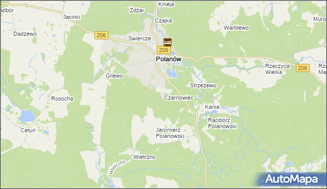 mapa Czarnowiec gmina Polanów, Czarnowiec gmina Polanów na mapie Targeo