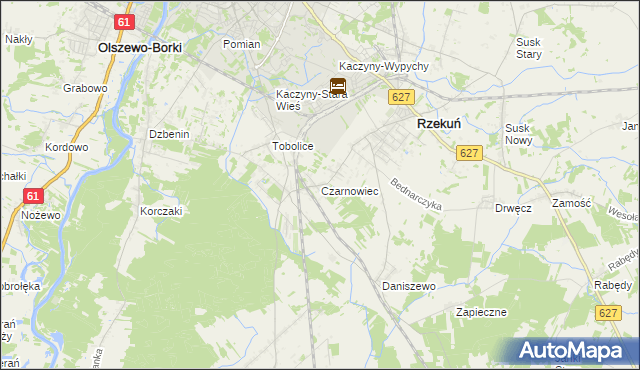mapa Czarnowiec gmina Rzekuń, Czarnowiec gmina Rzekuń na mapie Targeo