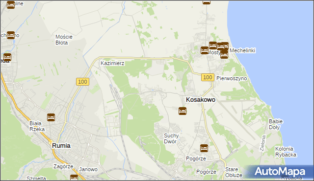 mapa Dębogórze, Dębogórze na mapie Targeo