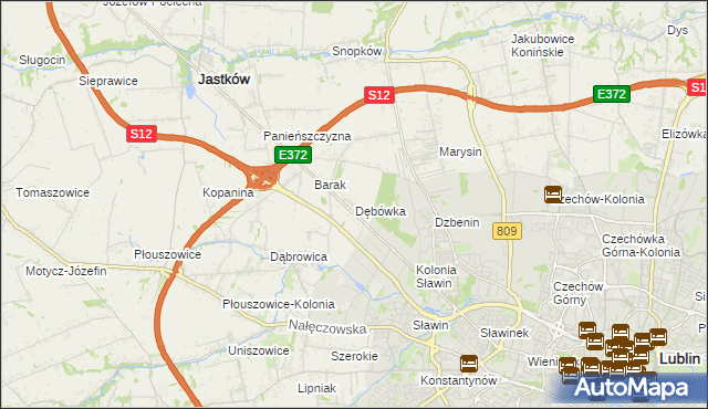 mapa Dębówka gmina Jastków, Dębówka gmina Jastków na mapie Targeo
