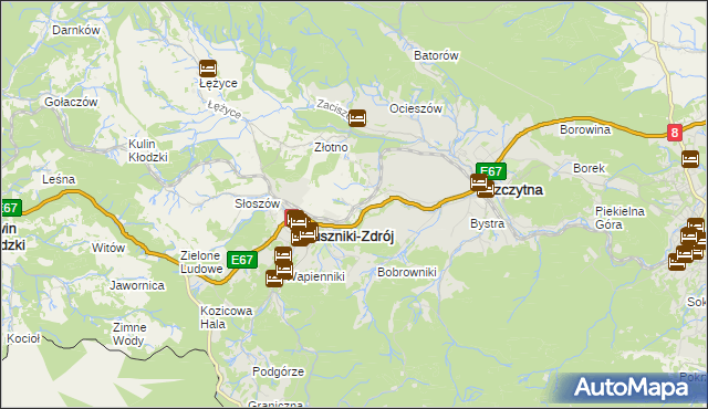 mapa Dolina gmina Szczytna, Dolina gmina Szczytna na mapie Targeo