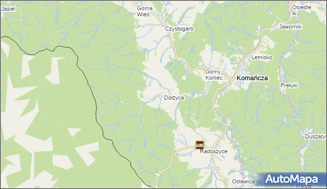 mapa Dołżyca gmina Komańcza, Dołżyca gmina Komańcza na mapie Targeo