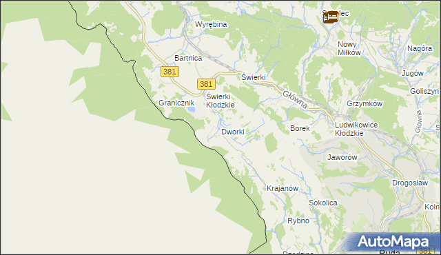 mapa Dworki gmina Nowa Ruda, Dworki gmina Nowa Ruda na mapie Targeo