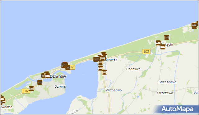 mapa Dziwnówek, Dziwnówek na mapie Targeo