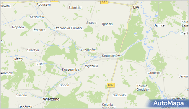 mapa Filipy gmina Wierzbno, Filipy gmina Wierzbno na mapie Targeo