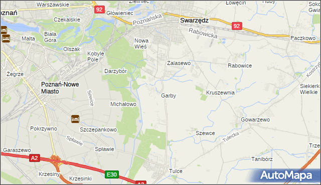 mapa Garby gmina Swarzędz, Garby gmina Swarzędz na mapie Targeo