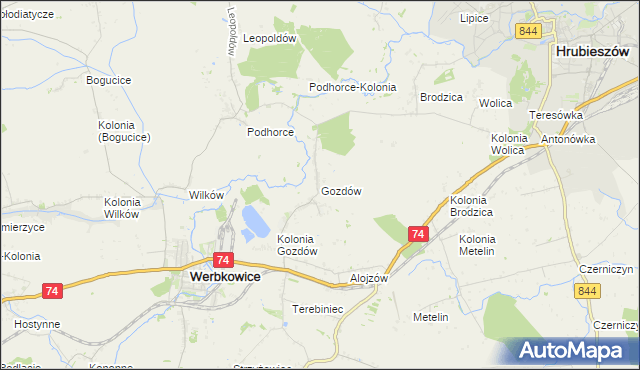 mapa Gozdów gmina Werbkowice, Gozdów gmina Werbkowice na mapie Targeo