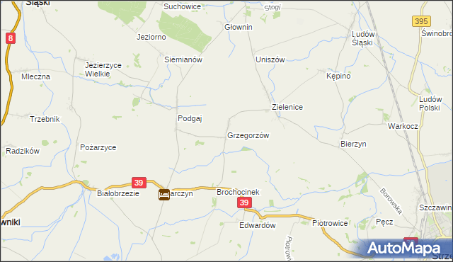 mapa Grzegorzów gmina Kondratowice, Grzegorzów gmina Kondratowice na mapie Targeo