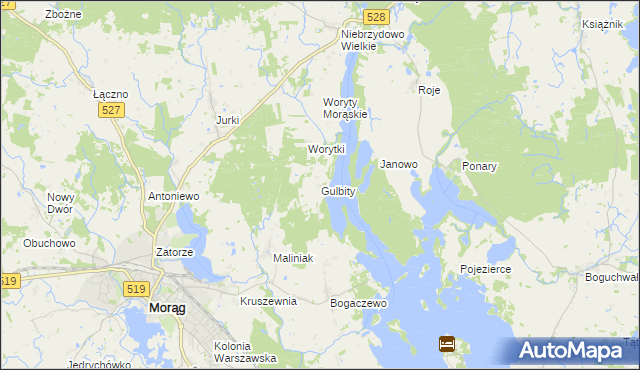 mapa Gulbity gmina Morąg, Gulbity gmina Morąg na mapie Targeo