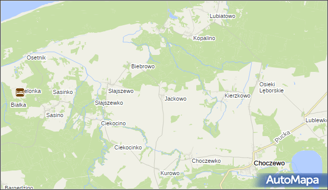 mapa Jackowo gmina Choczewo, Jackowo gmina Choczewo na mapie Targeo