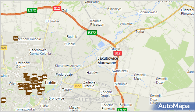 mapa Jakubowice Murowane, Jakubowice Murowane na mapie Targeo