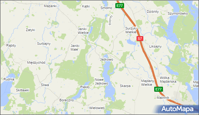 mapa Jaśkowo gmina Zalewo, Jaśkowo gmina Zalewo na mapie Targeo