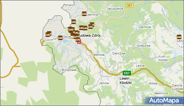 mapa Jeleniów gmina Lewin Kłodzki, Jeleniów gmina Lewin Kłodzki na mapie Targeo