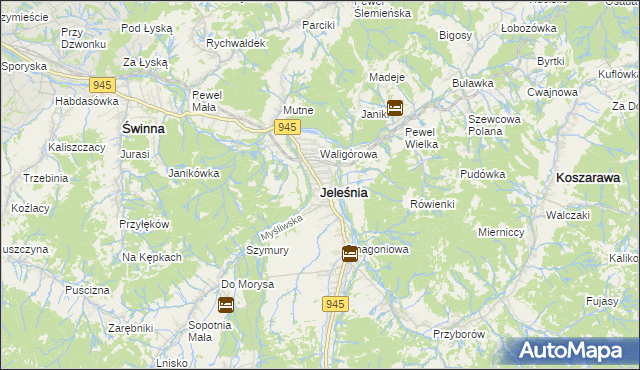 mapa Jeleśnia, Jeleśnia na mapie Targeo