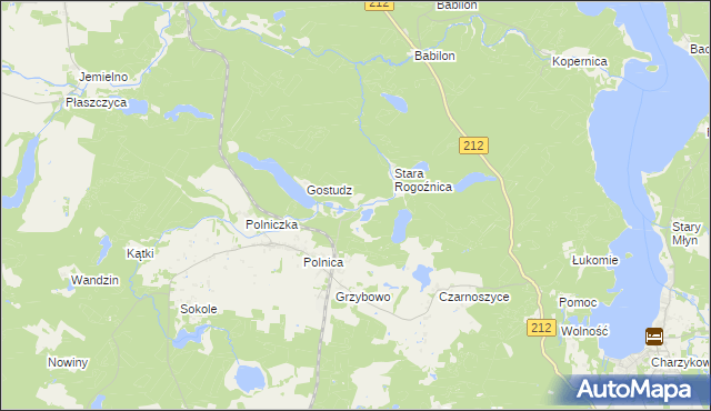 mapa Jeziorno gmina Człuchów, Jeziorno gmina Człuchów na mapie Targeo