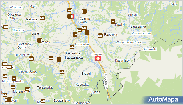 mapa Jurgów, Jurgów na mapie Targeo