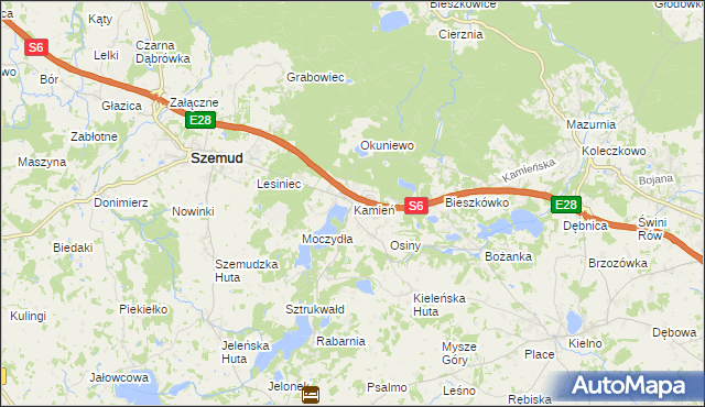 mapa Kamień gmina Szemud, Kamień gmina Szemud na mapie Targeo