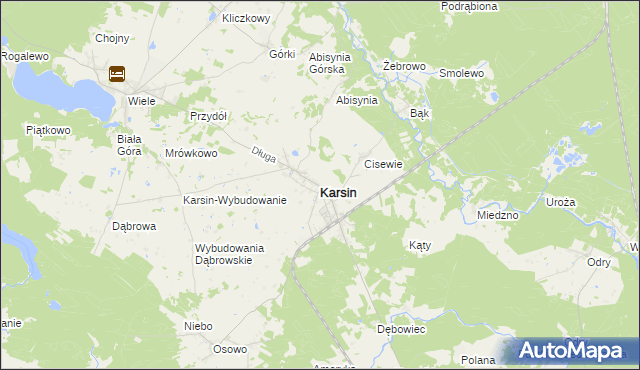 mapa Karsin powiat kościerski, Karsin powiat kościerski na mapie Targeo