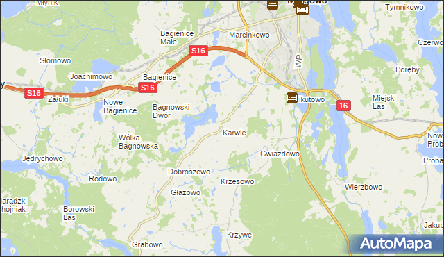 mapa Karwie gmina Mrągowo, Karwie gmina Mrągowo na mapie Targeo